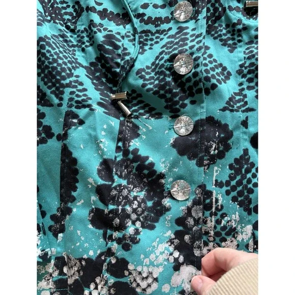 Berek Jacket Sz L Blue White Black Crystal Like Buttons Art To Wear Abstract - Picture 3 of 5